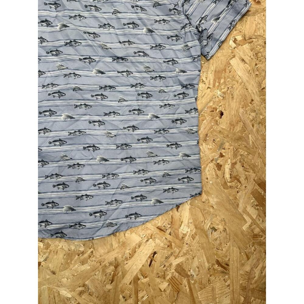 The American Outdoorsman Fishing Shirt Mens Large Blue Fish Print Short Sleeve - Picture 11 of 14
